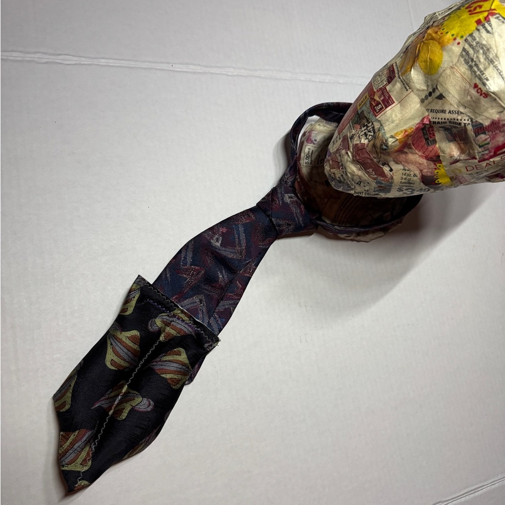 Vintage reworked Black Patterned Men's Tie